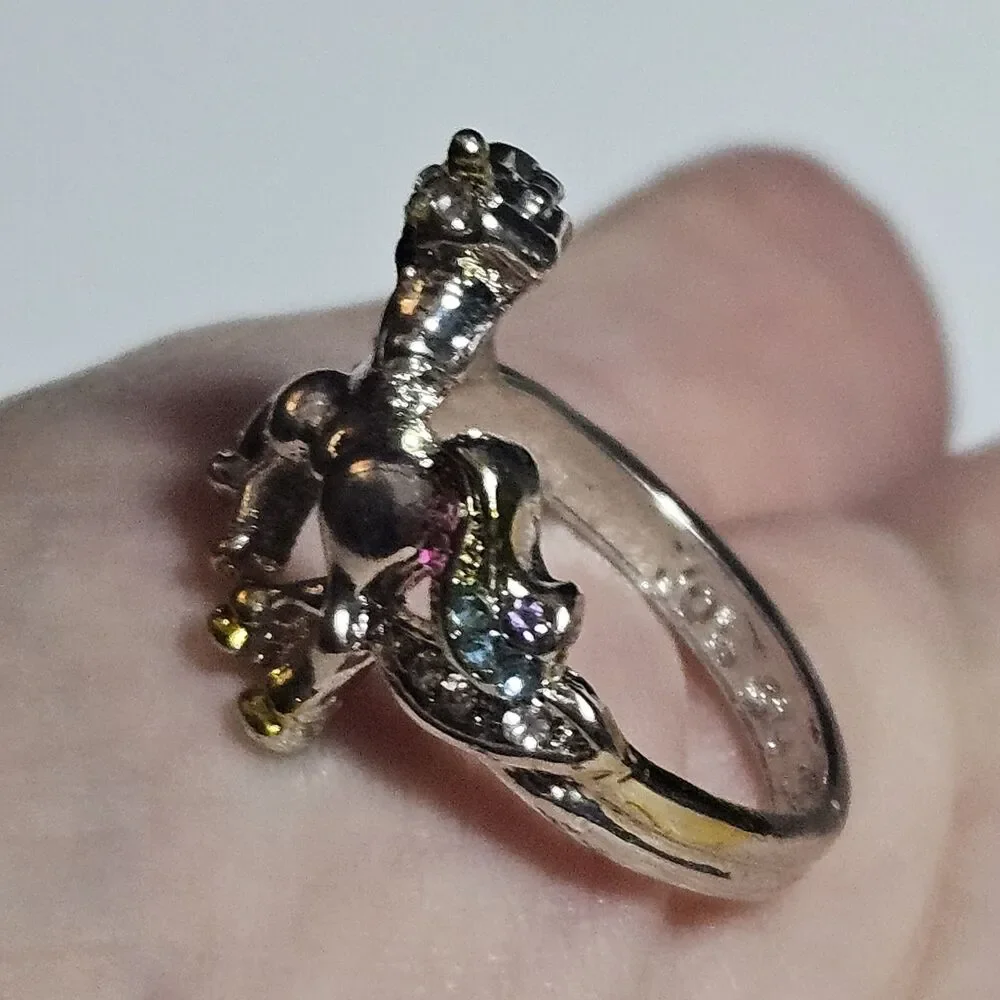 Silver Tone Unicorn You Are Magical Pastel Rhinestone Ring Size 6